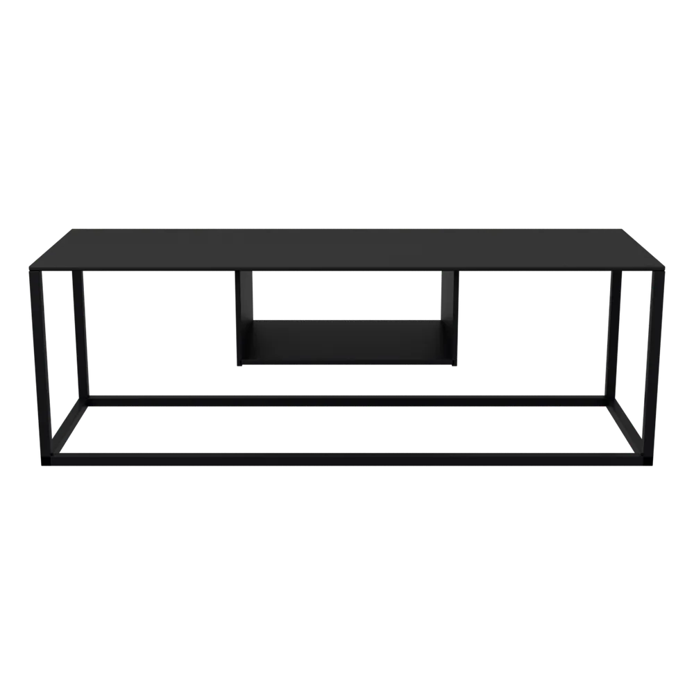 Riverside TV-Lowboard aus Stahl mit Rahmengestell und Ablagefach, 3D-Ansicht
