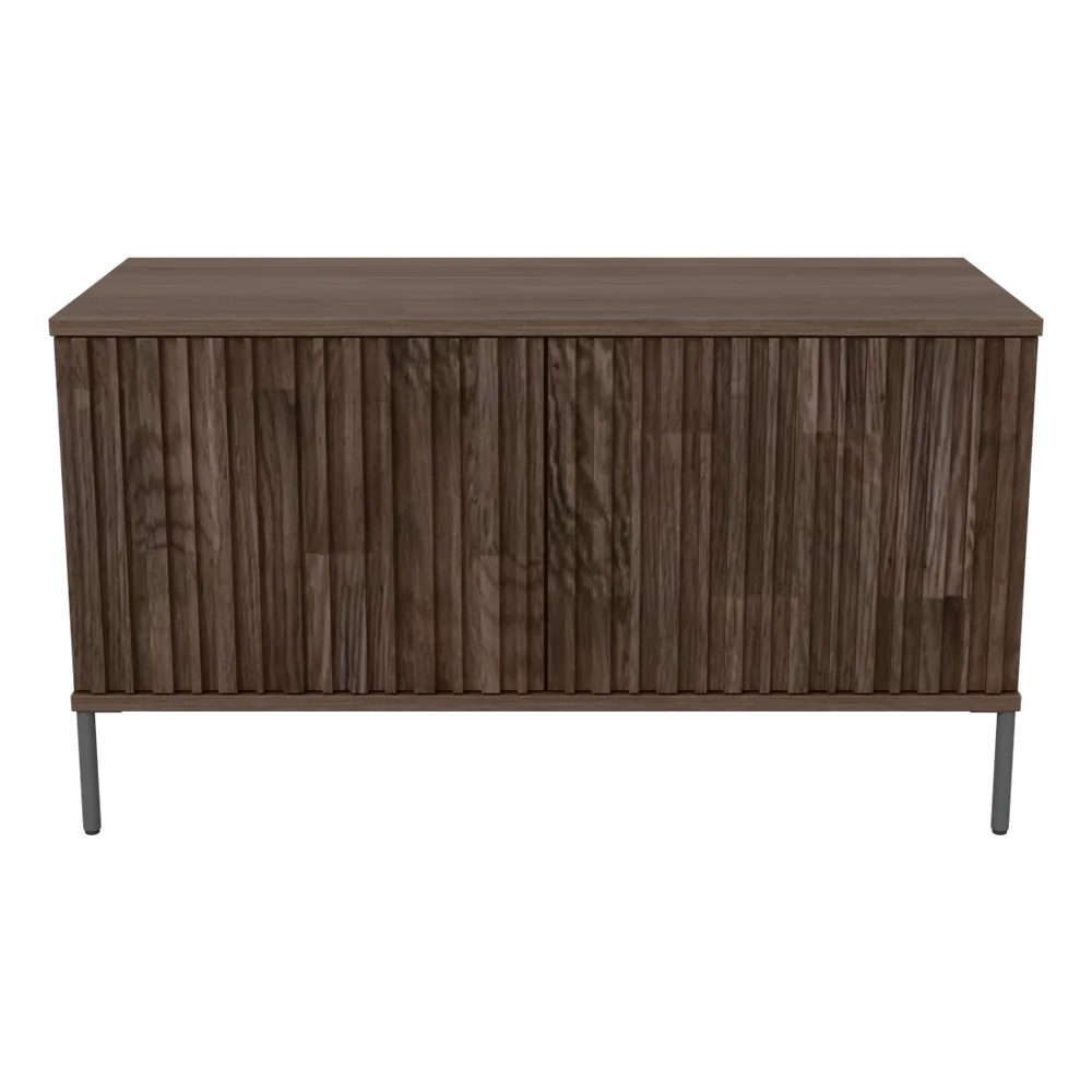 New Gravure TV-Möbel mit grafisch geprägten Türen, FSC®-zertifiziert – Espresso, 3D-Ansicht