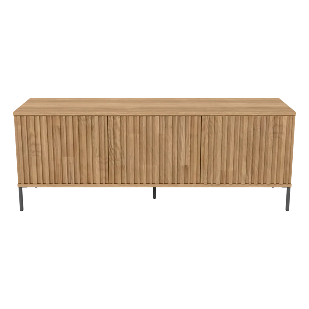 New Gravure TV-Möbel mit gerillten Fronten, FSC®-zertifiziert – Natur, 3D-Ansicht