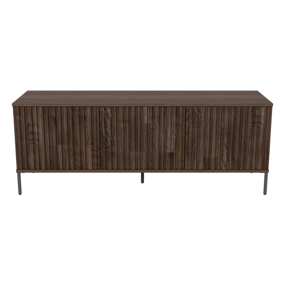 New Gravure TV-Möbel mit gerillten Fronten, FSC®-zertifiziert – Espresso, 3D-Ansicht