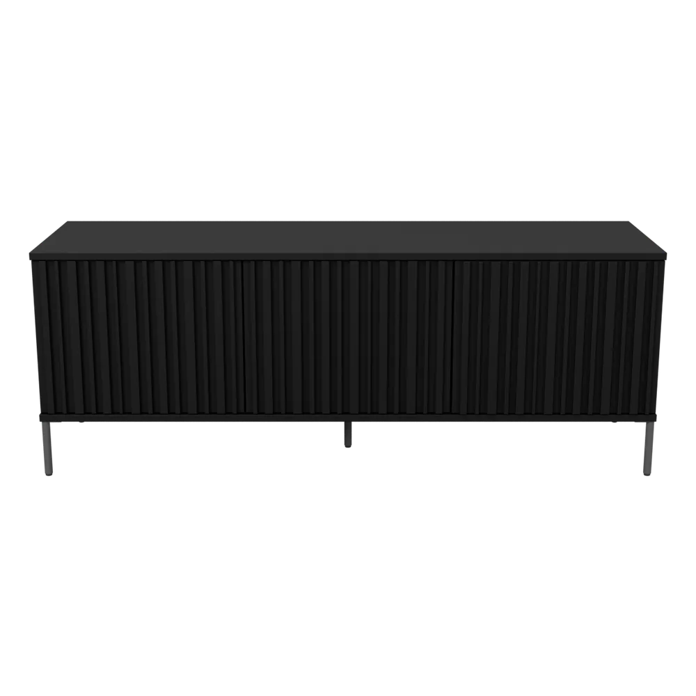 New Gravure TV-Möbel mit gerillten Fronten, FSC®-zertifiziert – Schwarz, 3D-Ansicht