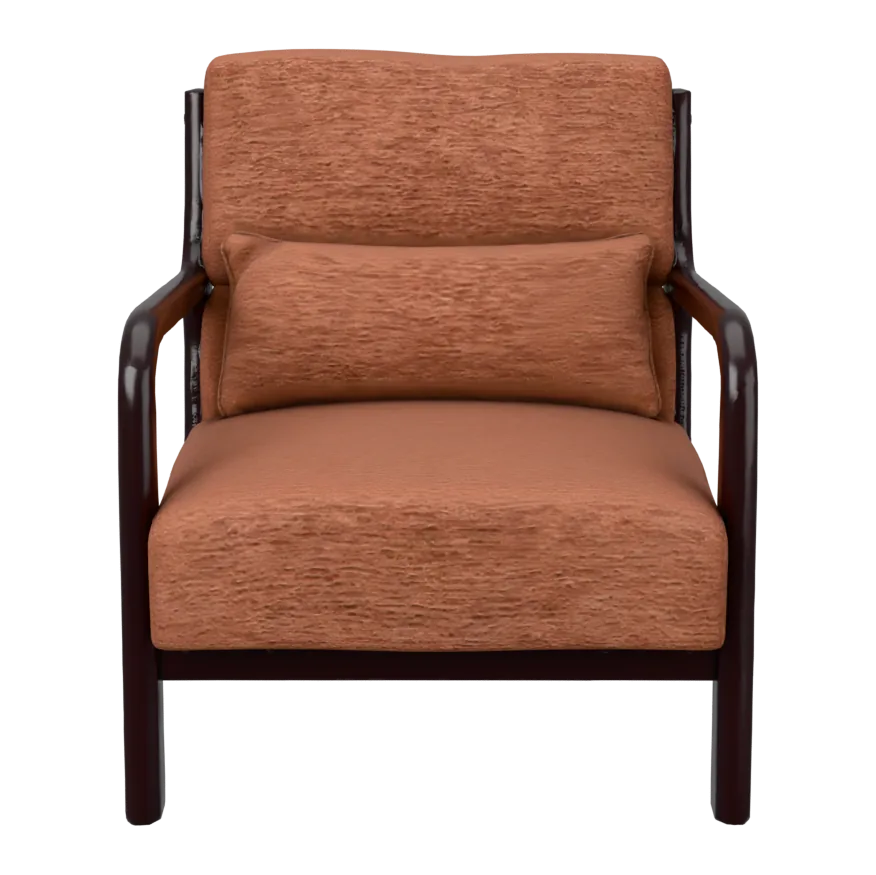 Mark Sessel mit Polyesterbezug – Braun, Chenille, 3D-Ansicht