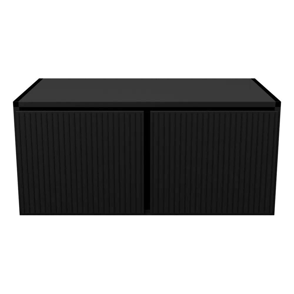 New Gravure Sitzbank mit Stauraum, FSC®-zertifiziert – Schwarz, 3D-Ansicht