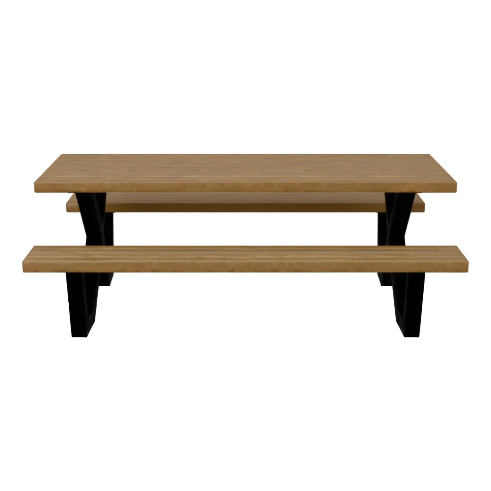 Tablo Gartentisch mit integrierten Sitzbänken, FSC®-zertifiziert – Natur/schwarz, 3D-Ansicht