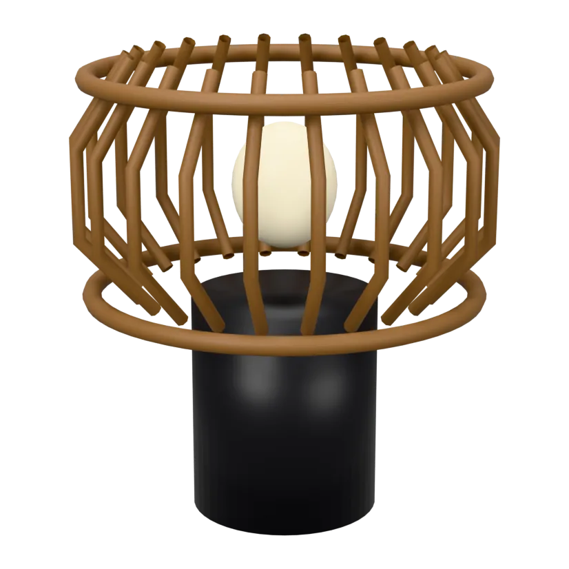 Breeza-Beache Tischlampe aus Bambus und Metall, 3D-Ansicht