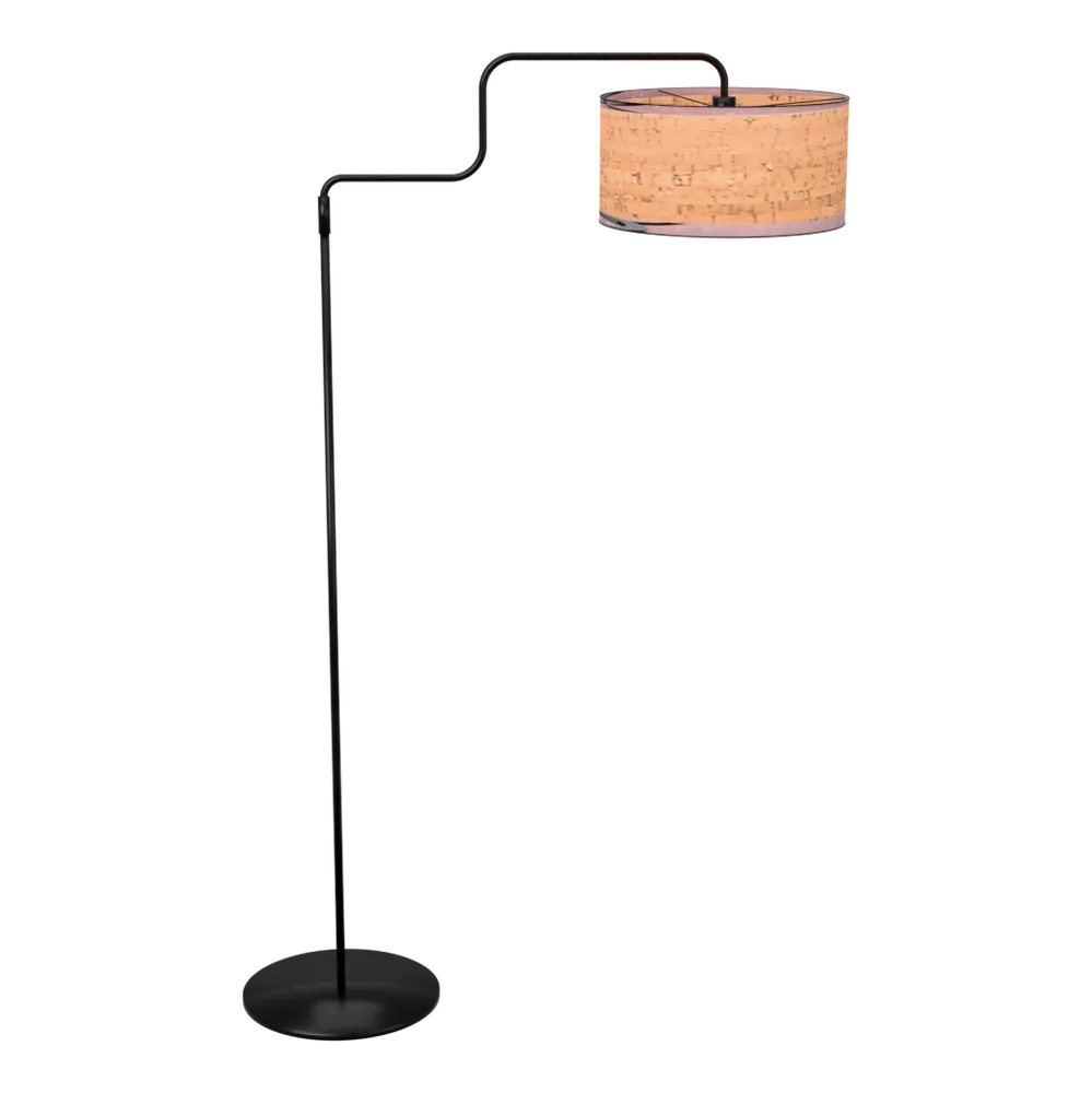 Bloeba Stehlampe mit Lesearm aus Kork und Metall, 3D-Ansicht