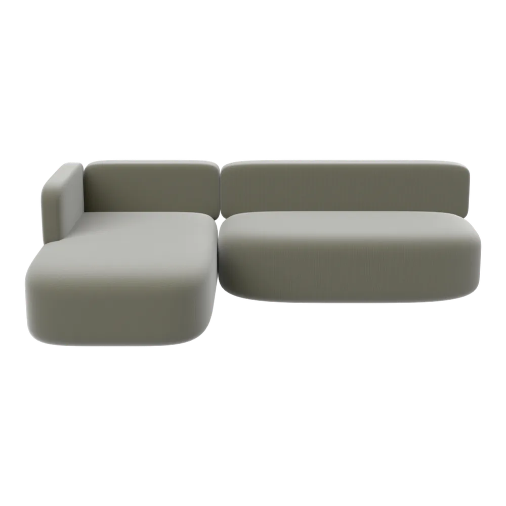 Chios Gartenlounge mit organischer Form – Sand, links, 3D-Ansicht