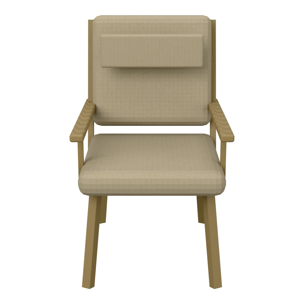 Grötö Sessel mit Fußhocker und Gestell aus Sperrholz, 3D-Ansicht