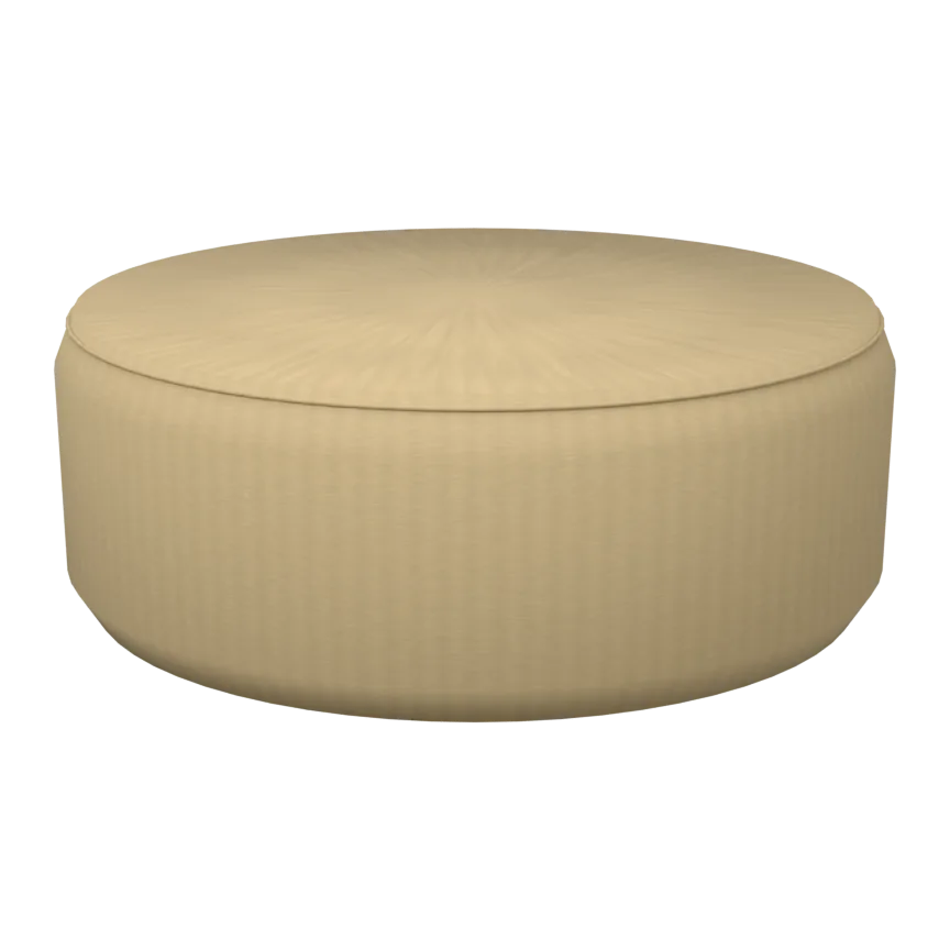 Vindö runder Hocker, Ø 101 cm, mit abnehmbarem Bezug – Beige, Gestell Schwarz, Baumwolle und Polyester in Leinenoptik, 3D-Ansicht