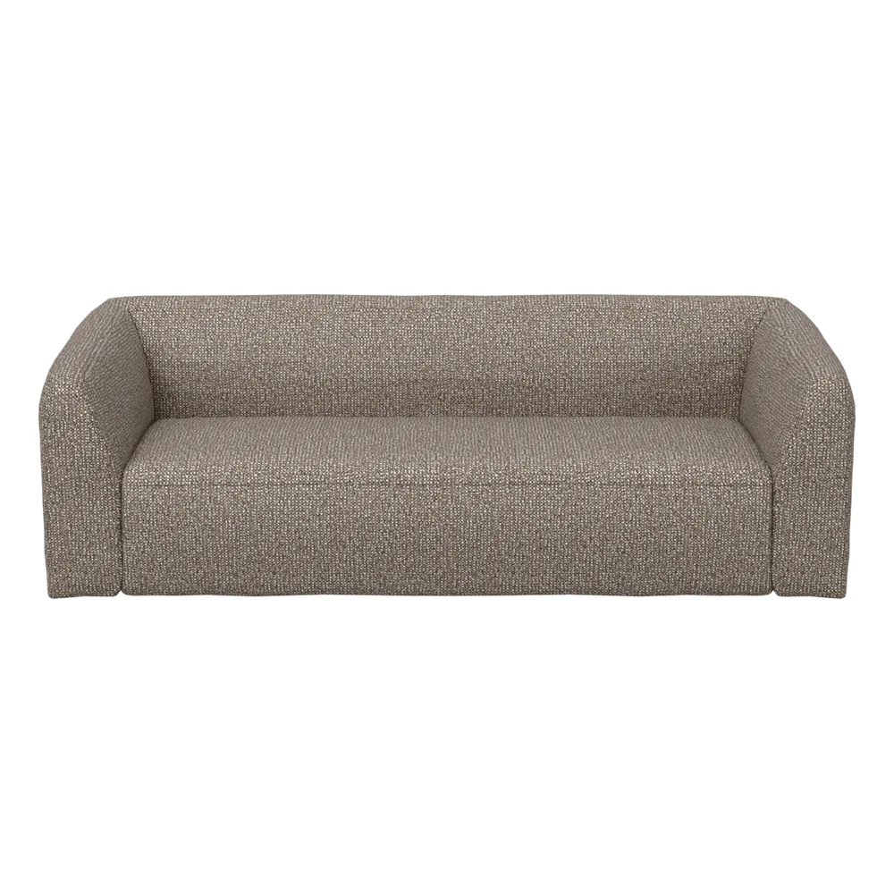 Sloping 3-Sitzer Sofa mit abgerundeter Form – Hellbraun melange, Melangegewebe, 3D-Ansicht