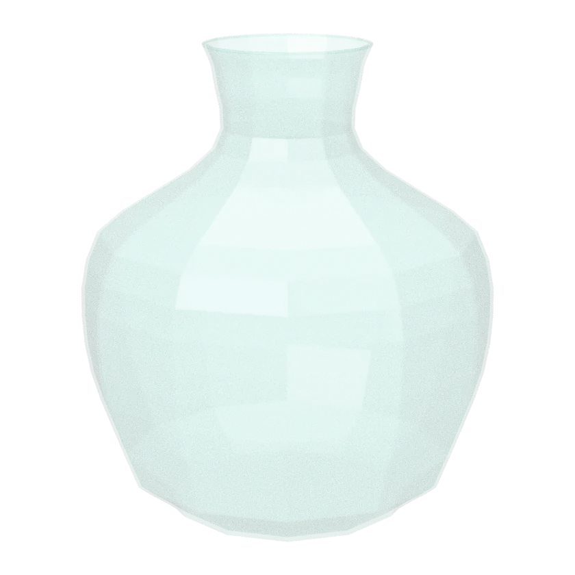 The Round Origami Vase aus Recyclingglas, 3D-Ansicht