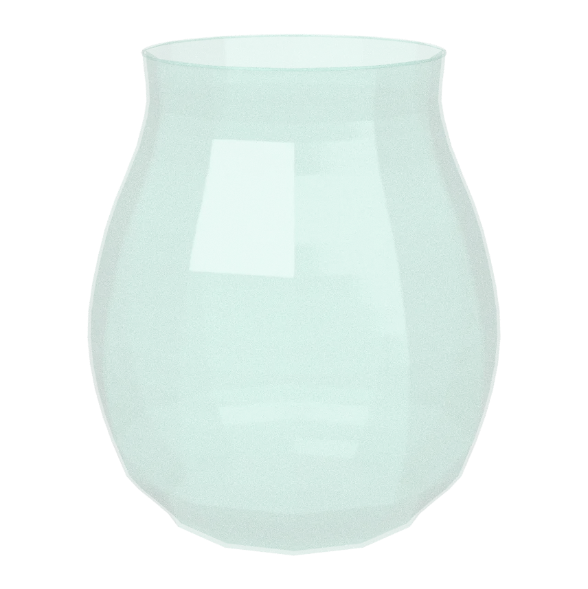 The Wide Origami Vase aus blauem Recyclingglas, 3D-Ansicht