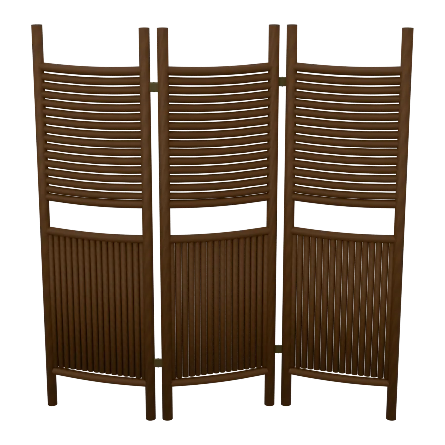 Outdoor-Paravent aus Teakholz, natur, 3D-Ansicht