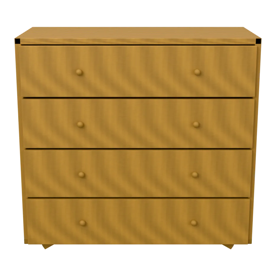 Kommode aus massivem Kiefernholz, natur lackiert, 4 Schubladen, 79 × 40 × 75 cm, 3D-Ansicht