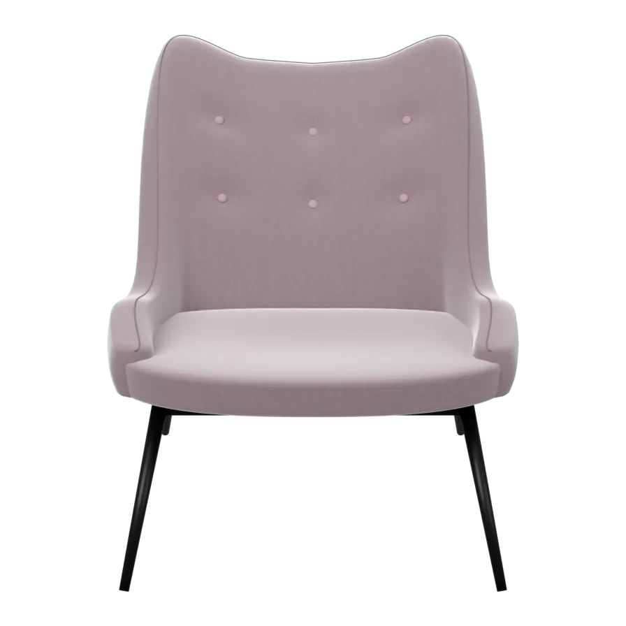 Anjo Sessel – Rose/Schwarz, Samt, 3D-Ansicht