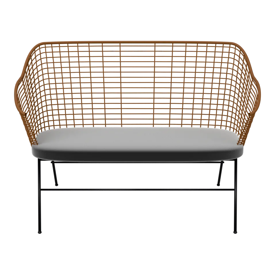 Ubaldo Sitzbank Rattanoptik – Natur/Schwarz, 3D-Ansicht