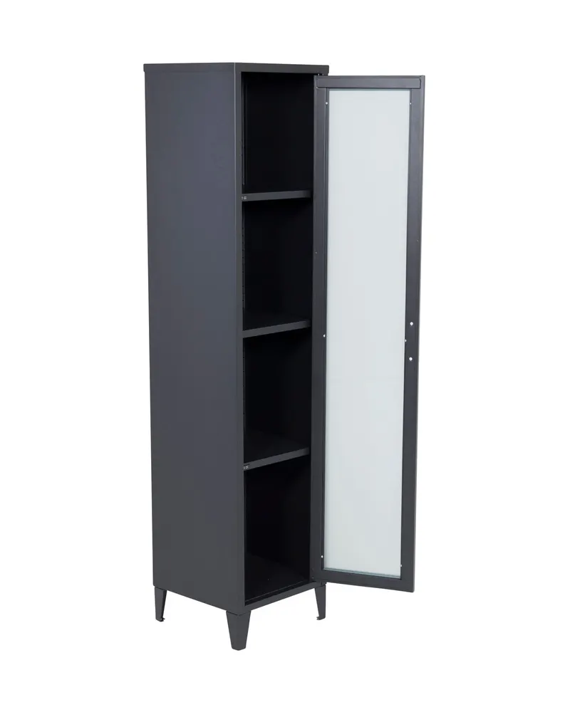 Acero Highboard aus Stahl mit Glastüren in 35 × 150 × 35 cm, Schwarz, Ansicht 3