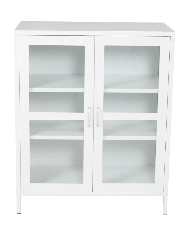 Acero Highboard aus pulverbeschichtetem Stahl mit Glastüren, Weiß