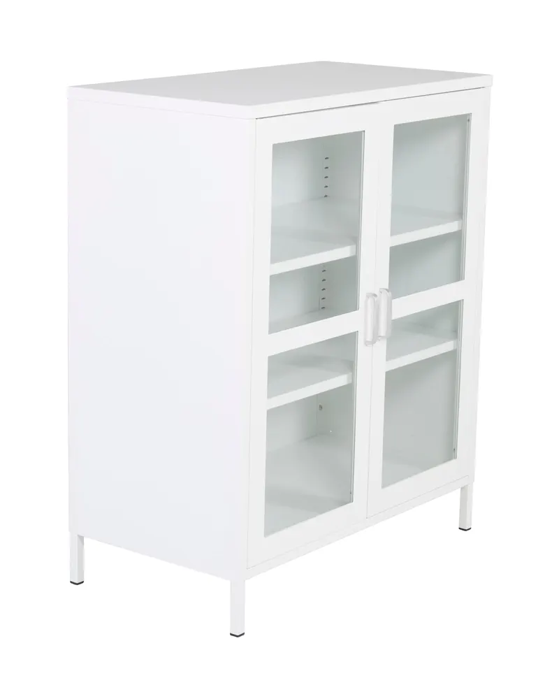 Acero Highboard aus Stahl mit Glastüren in 43 × 97 × 80 cm, Weiß, Ansicht 2