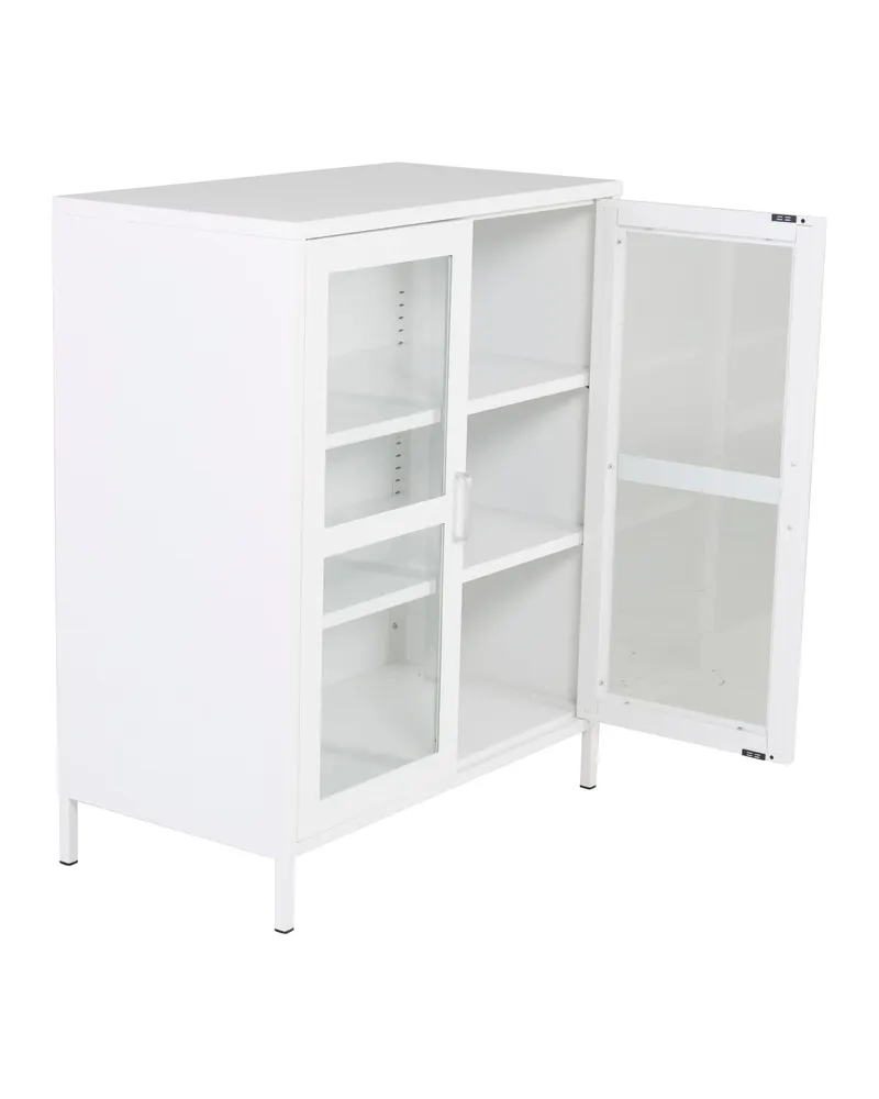 Acero Highboard aus Stahl mit Glastüren in 43 × 97 × 80 cm, Weiß, Ansicht 3