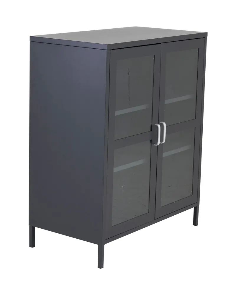 Acero Highboard aus Stahl mit Glastüren in 43 × 97 × 80 cm, Schwarz, Ansicht 3