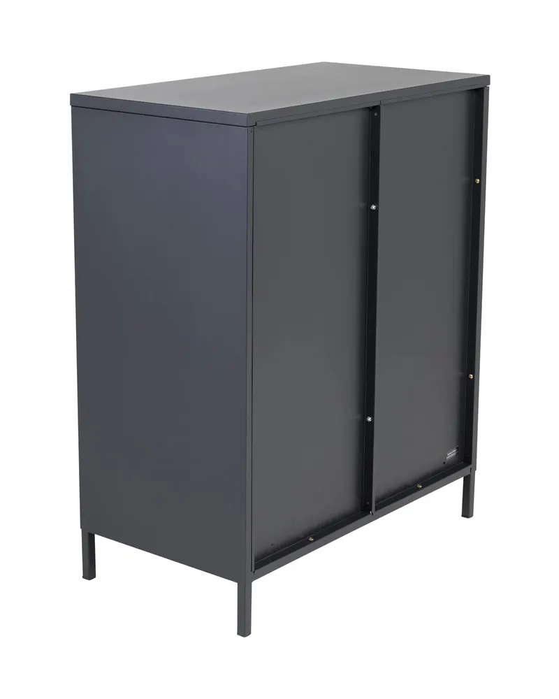 Acero Highboard aus Stahl mit Glastüren in 43 × 97 × 80 cm, Schwarz, Ansicht 4