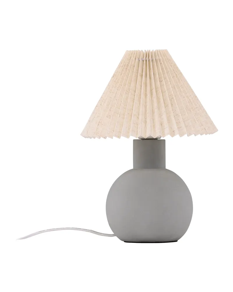 Älvsborg Tischlampe mit rundem Betonfuß und Plisseeschirm, Ansicht 1