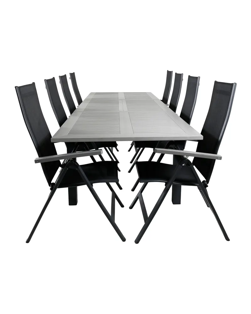 Albany & Albany Gartenmöbel-Set für 8 Personen, Hochlehner klappbar