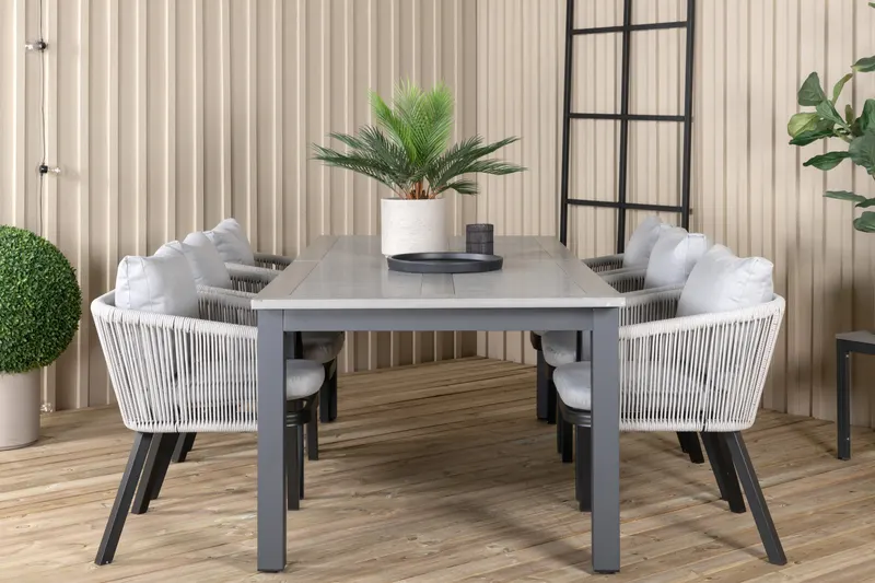 Albany & Virya Gartenmöbel-Set mit 6 Stühlen, im Wohnraum, Ansicht 2