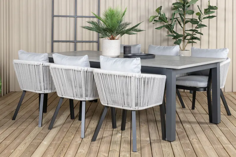 Albany & Virya Gartenmöbel-Set mit 6 Stühlen, im Wohnraum, Ansicht 3