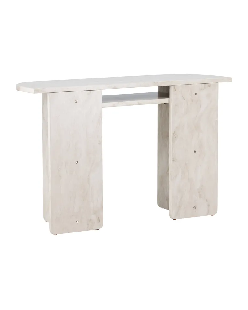 Ålesund rechteckiger Beistelltisch in Marmoroptik mit Ablage in 120 × 40 cm, Ansicht 8