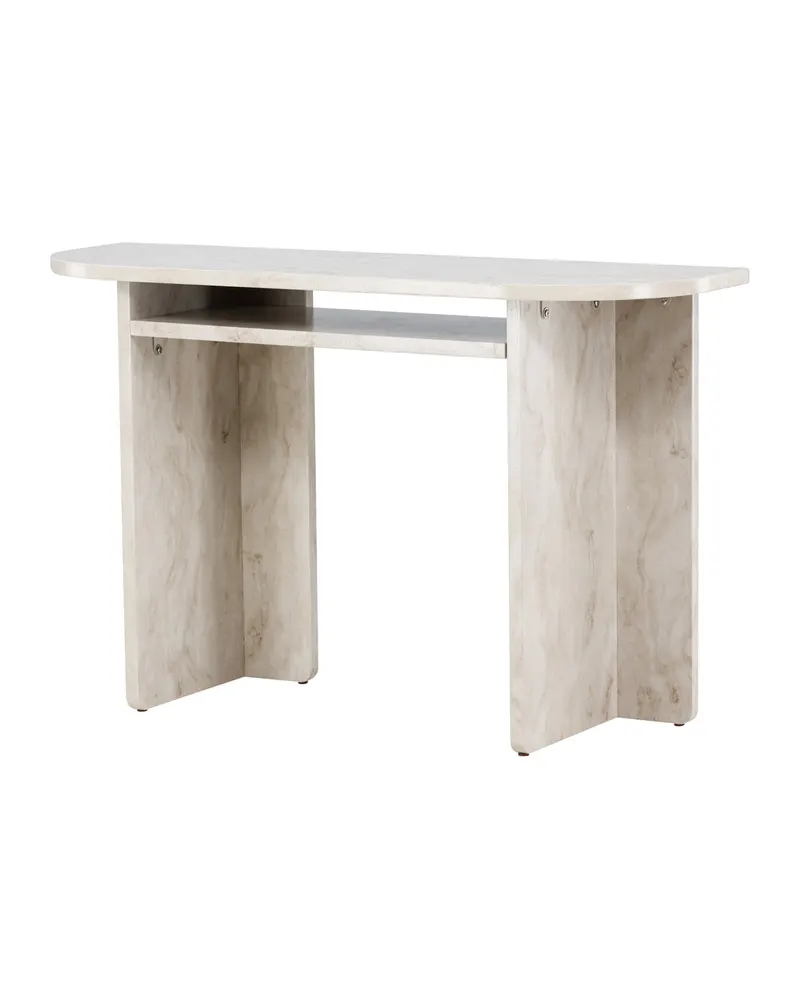 Ålesund rechteckiger Beistelltisch in Marmoroptik mit Ablage in 120 × 40 cm, Ansicht 2