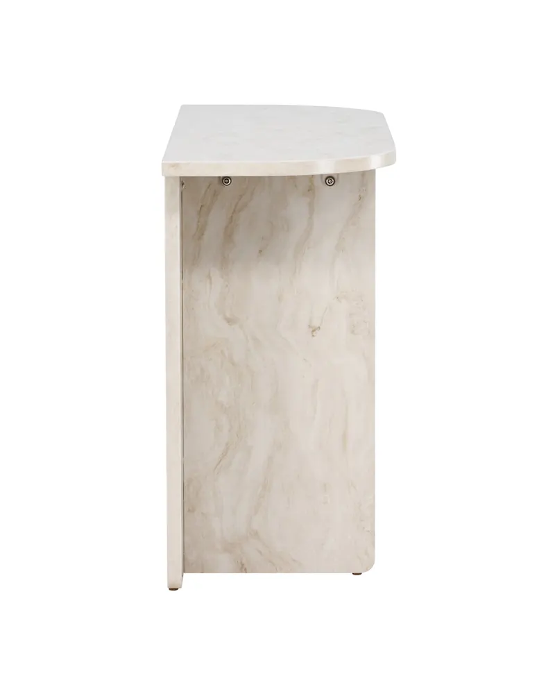 Ålesund rechteckiger Beistelltisch in Marmoroptik mit Ablage in 120 × 40 cm, Ansicht 4