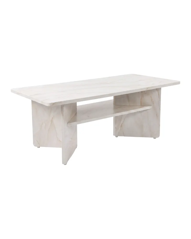 Ålesund rechteckiger Beistelltisch in Marmoroptik mit Ablage in 120 × 60 × 42 cm, Ansicht 2