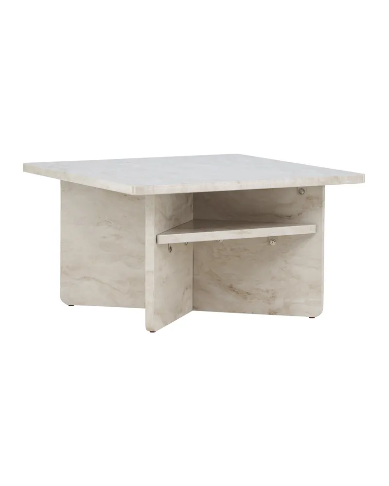 Ålesund eckiger Couchtisch in Marmoroptik, Beige