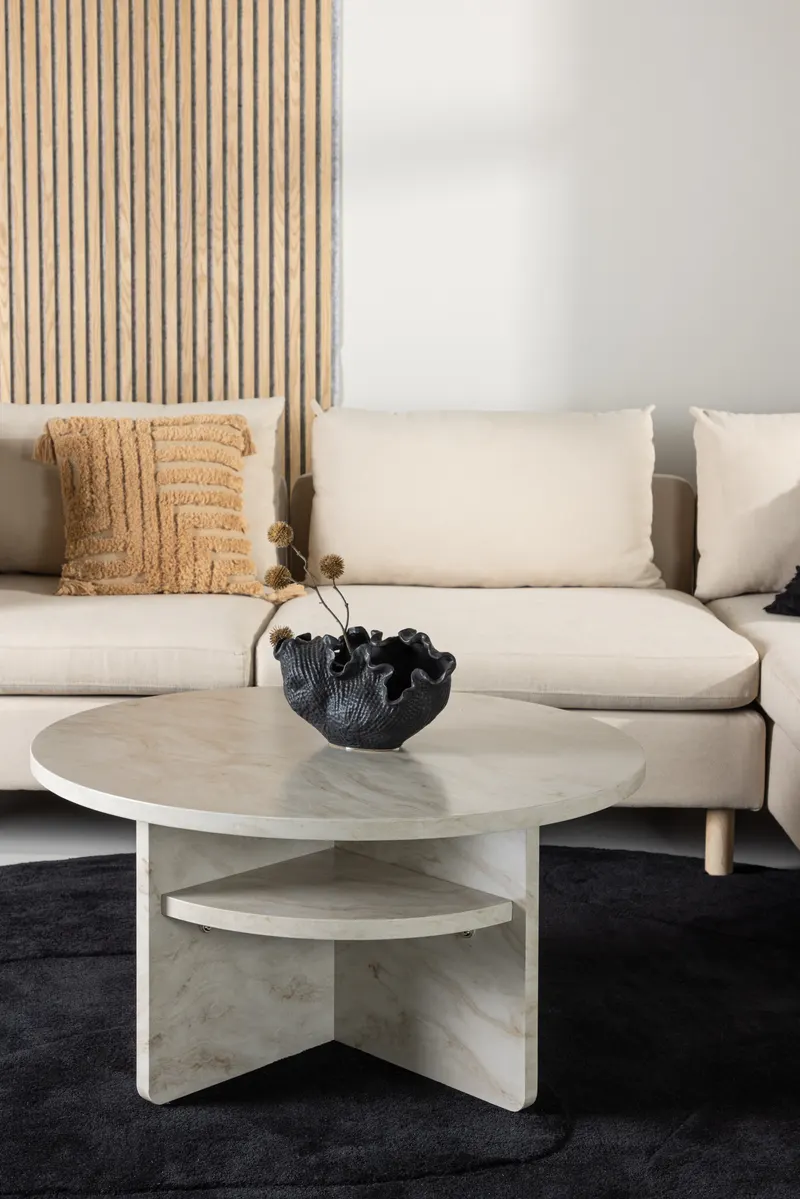Ålesund runder Couchtisch in Marmoroptik, im Wohnraum, Ansicht 1