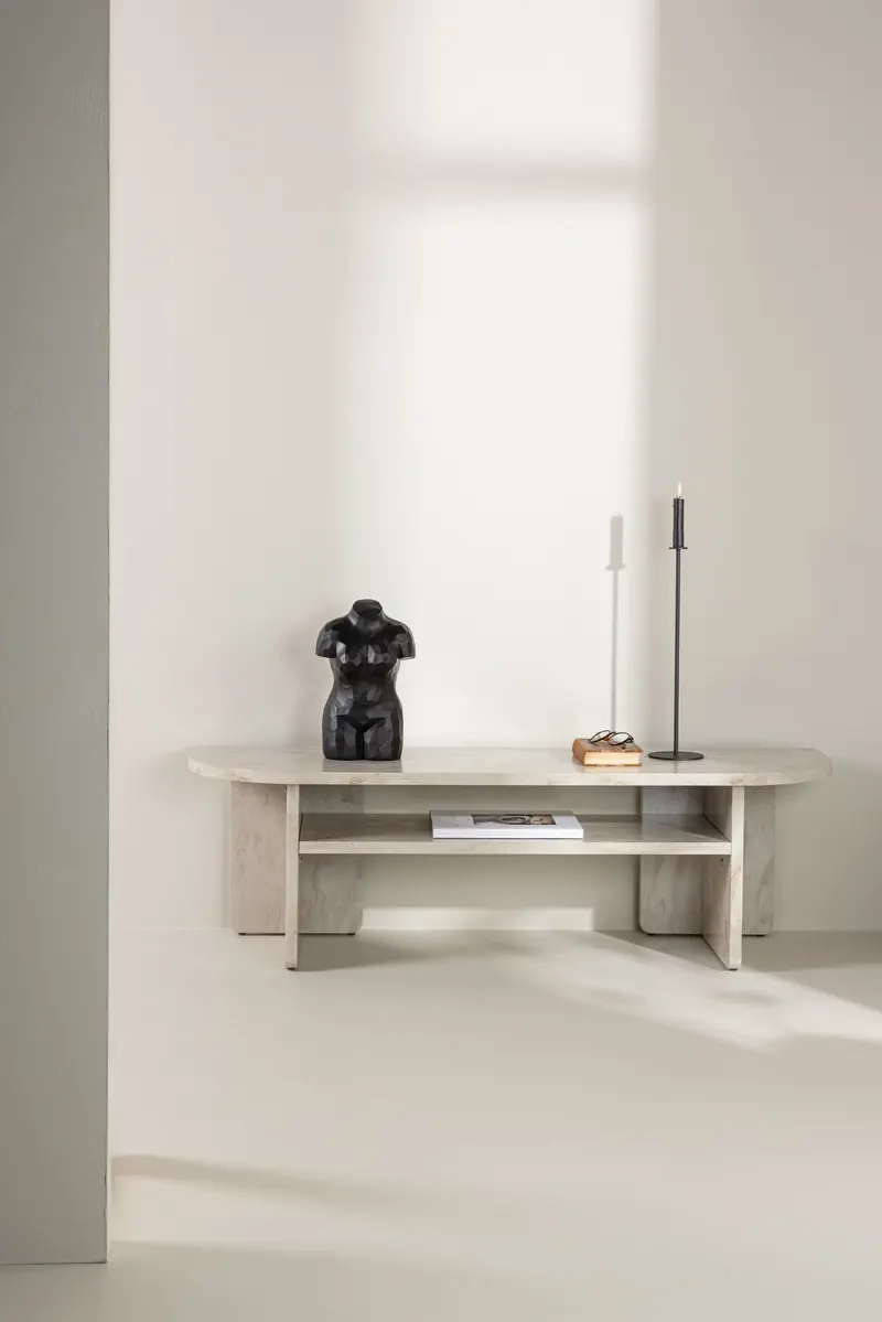 Ålesund Lowboard in Marmoroptik, im Wohnraum, Ansicht 1