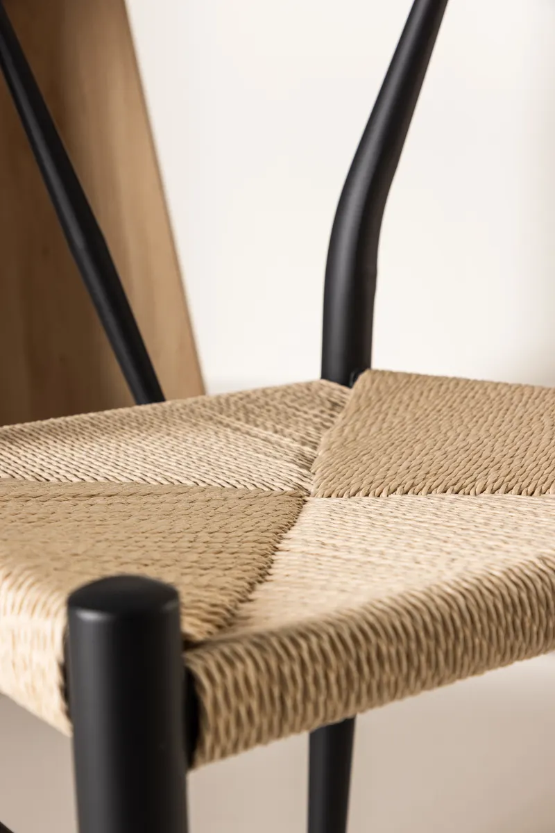 Alfons Esszimmerstuhl mit Stahlgestell in Beige, Gestell Schwarz, im Wohnraum, Ansicht 2