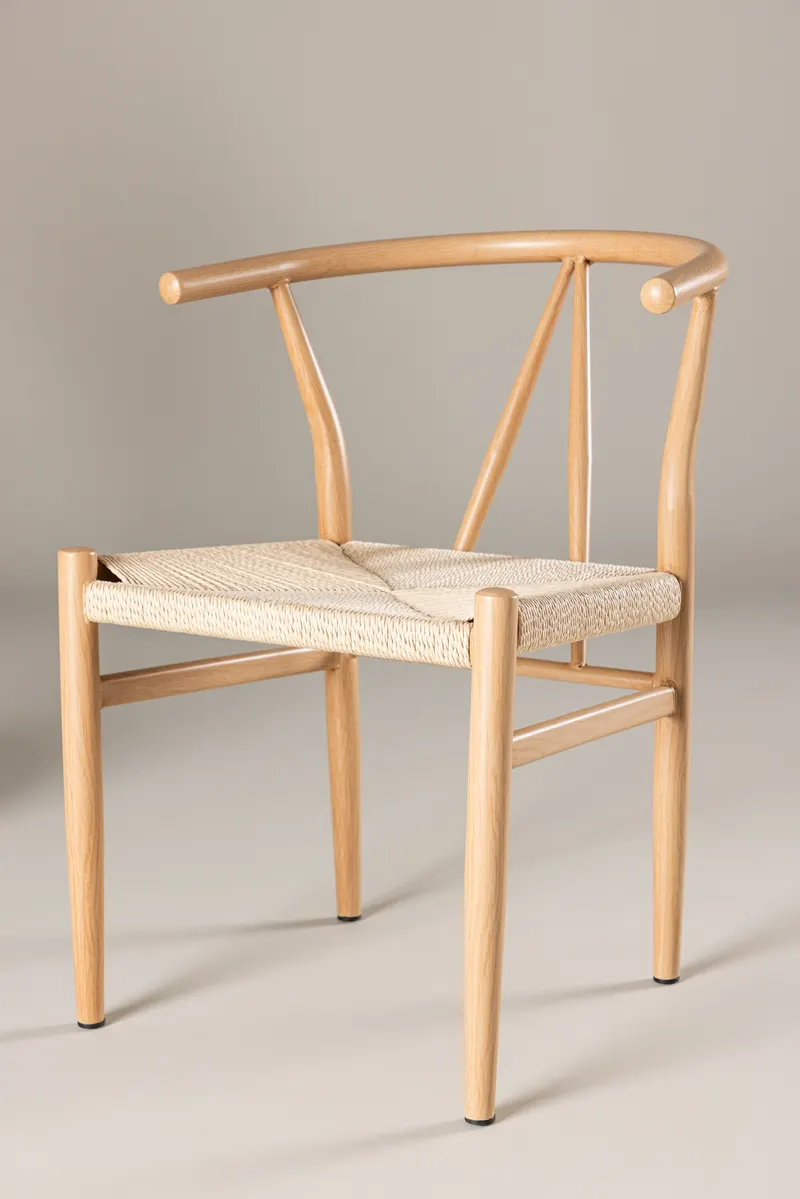 Alfons Esszimmerstuhl mit Stahlgestell in Beige, Gestell Natur, im Wohnraum, Ansicht 2