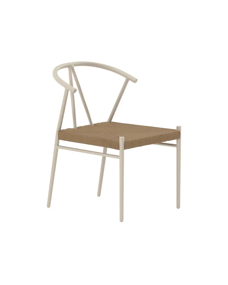 Alfons Gartenstuhl mit Rattansitz und geschwungener Lehne in Natur, Gestell Beige, Ansicht 1