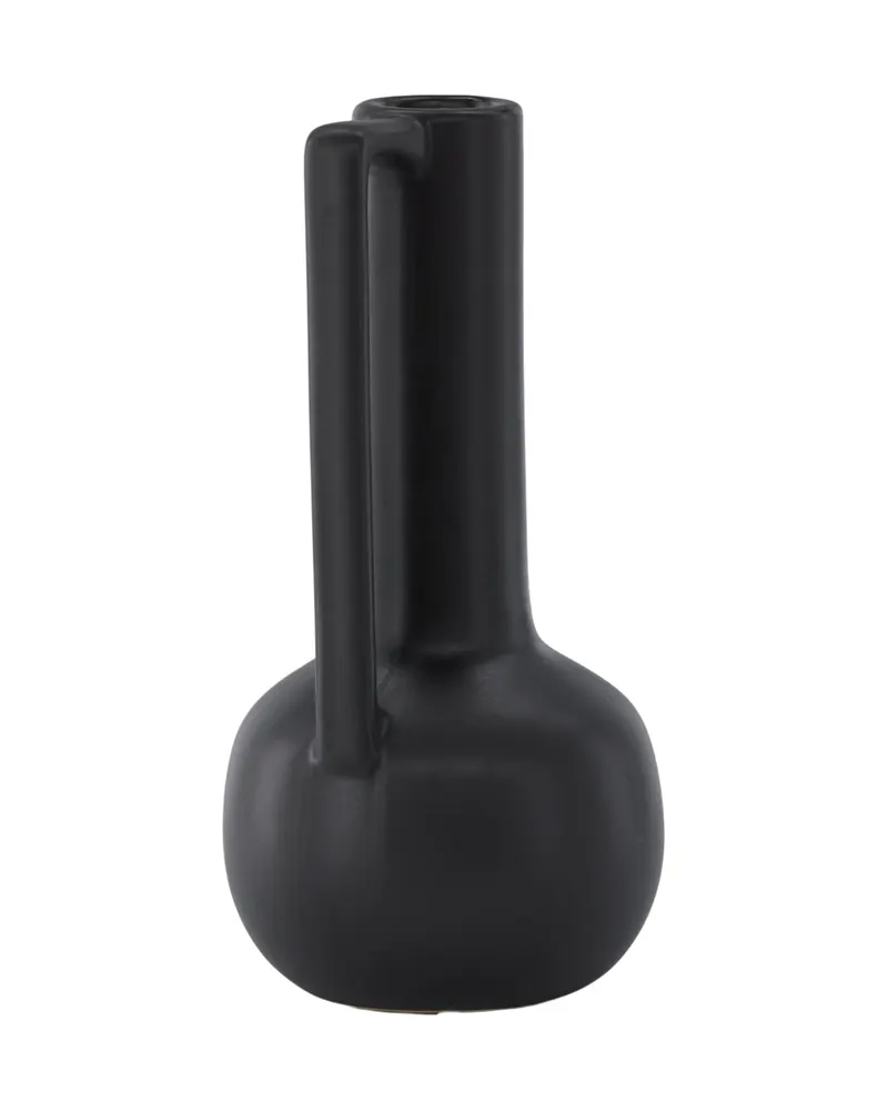 Allis Vase aus Steinzeug mit Kugelbauch, langem Hals und Henkel in Schwarz, Ansicht 8