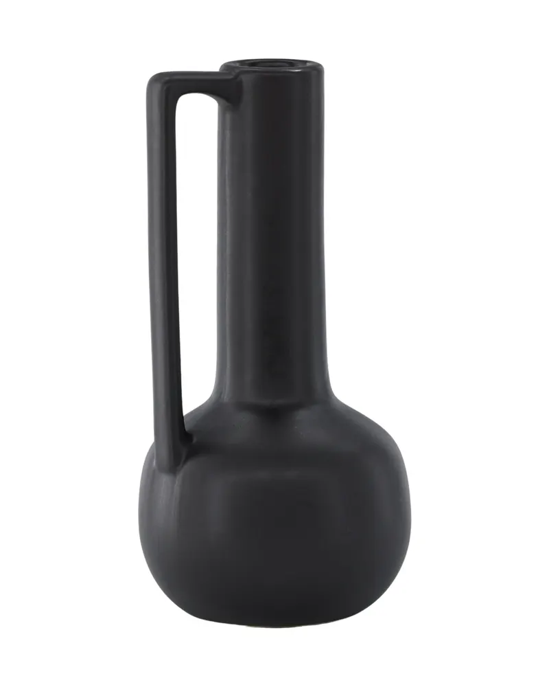 Allis Vase aus Steinzeug mit Kugelbauch, langem Hals und Henkel in Schwarz, Ansicht 9
