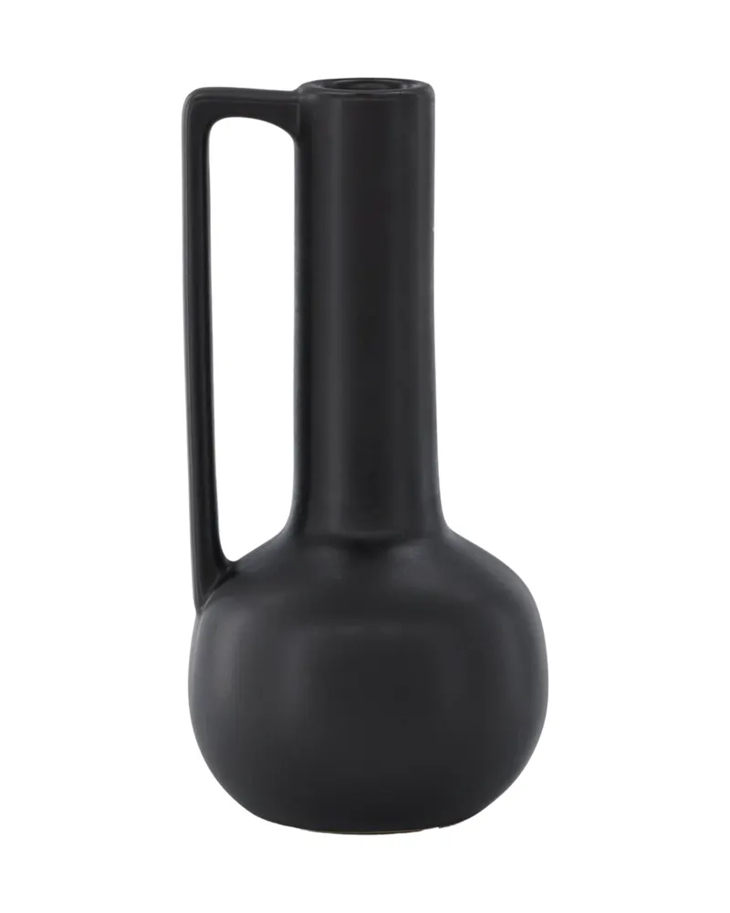 Allis Vase aus Steinzeug mit Kugelbauch, langem Hals und Henkel in Schwarz, Ansicht 10