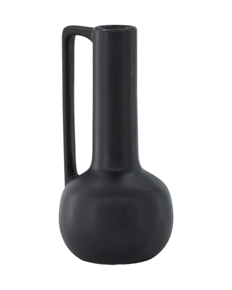 Allis Vase aus Steinzeug mit Kugelbauch, langem Hals und Henkel in Schwarz, Ansicht 11