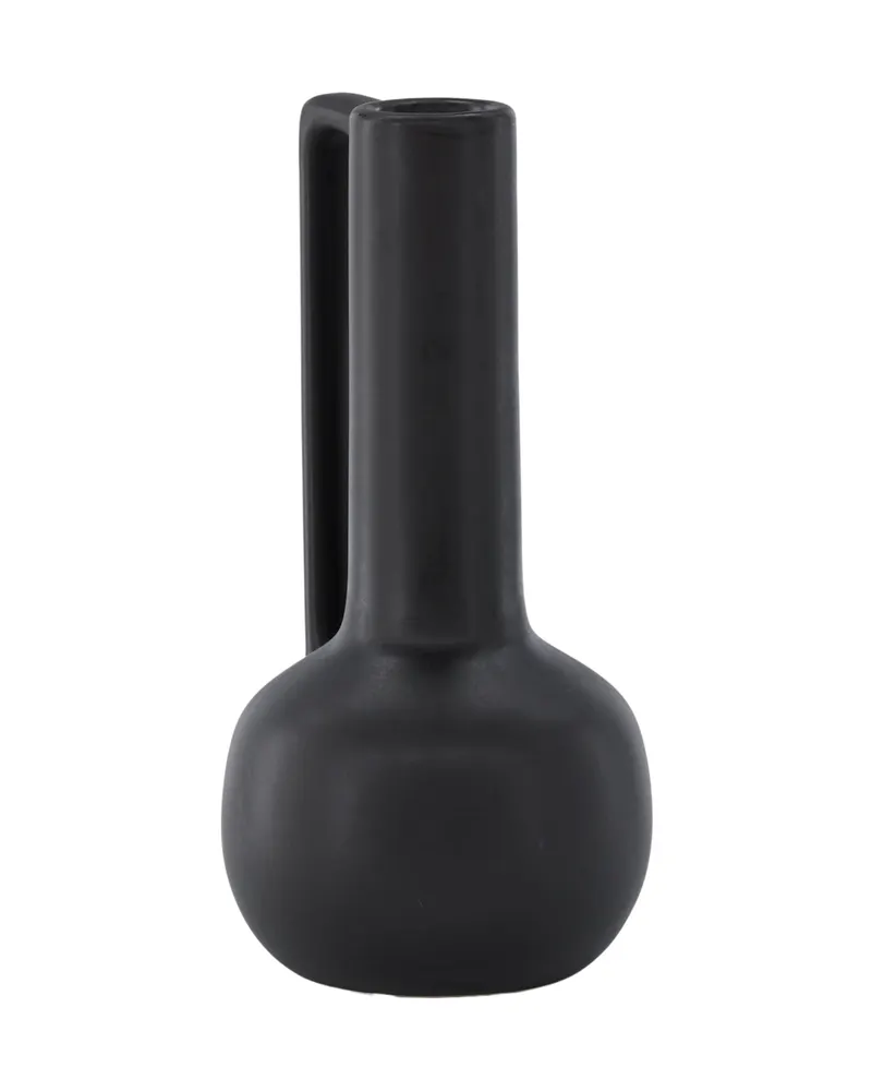 Allis Vase aus Steinzeug mit Kugelbauch, langem Hals und Henkel in Schwarz, Ansicht 12