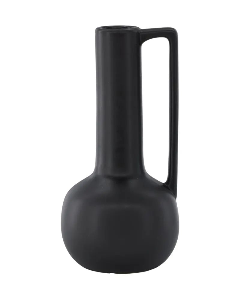 Allis Vase aus Steinzeug mit Kugelbauch, langem Hals und Henkel in Schwarz, Ansicht 2