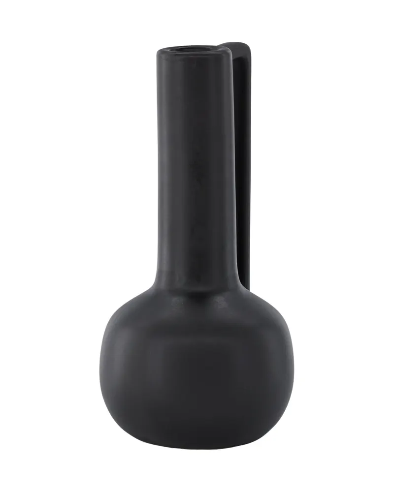 Allis Vase aus Steinzeug mit Kugelbauch, langem Hals und Henkel in Schwarz, Ansicht 3
