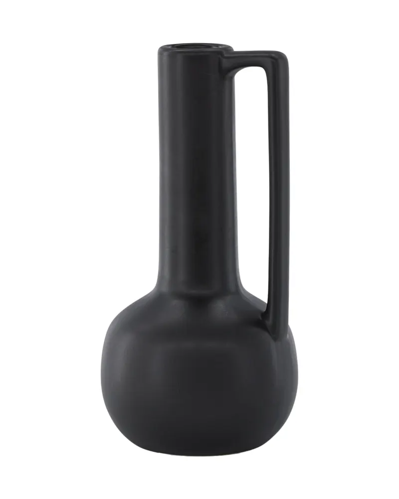 Allis Vase aus Steinzeug mit Kugelbauch, langem Hals und Henkel in Schwarz, Ansicht 5