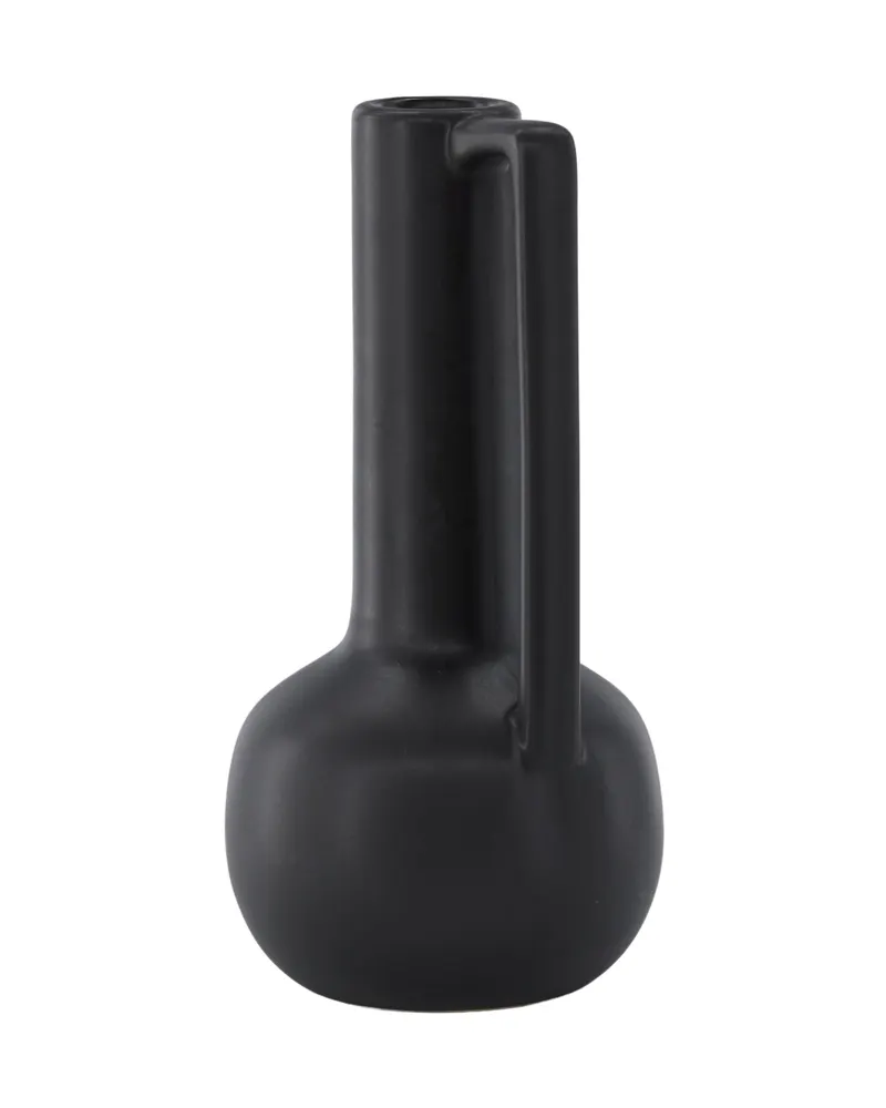 Allis Vase aus Steinzeug mit Kugelbauch, langem Hals und Henkel in Schwarz, Ansicht 6