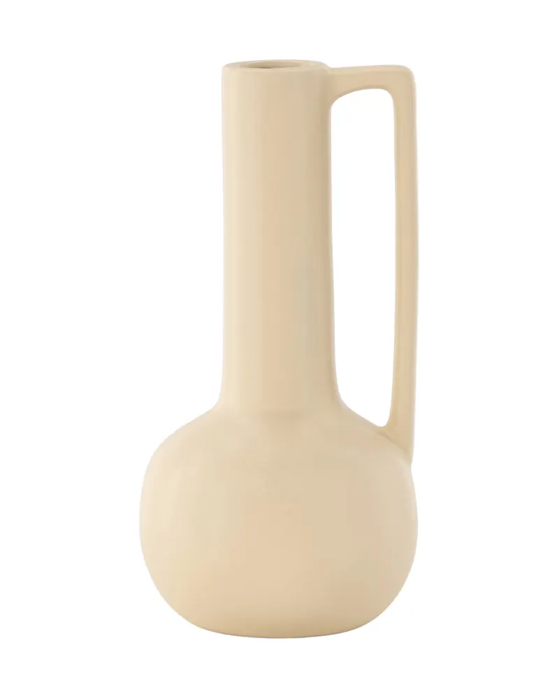 Allis Vase aus Steinzeug mit Kugelbauch, langem Hals und Henkel in Gelb, Ansicht 2